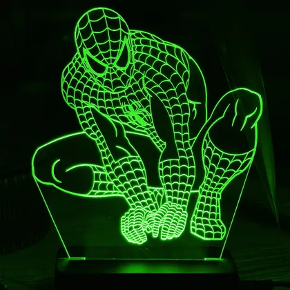 фото, Акриловий світильник-нічник Людина-Павук (Spider-Man) зелений tty-n000146