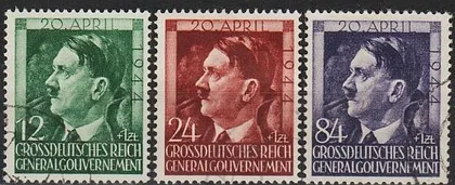 фото, 1944 - Рейх - GG - 55 років Гітлера Mi.117-19 _гаш _3,50 €