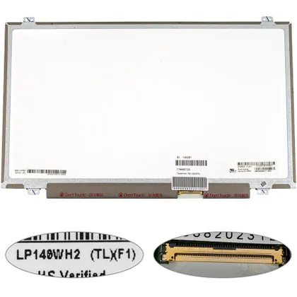 фото, Матриця 14.0 LP140WH2-TLF1 (1366*768, 40pin, LED, SLIM (вертикальні вушки), матова, роз'єм праворуч знизу) для ноутбука (renew)