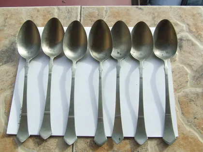 фото, Ложки -7 штук вага 355 гр. Германія алпак спеціал. роз.-21 см. 1920-40 рр..