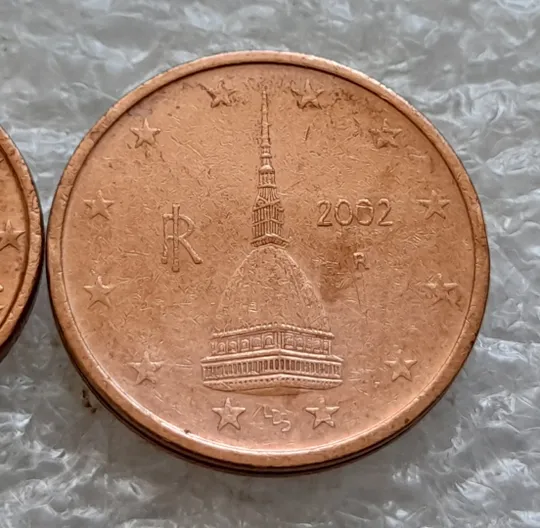 (1757) 1 євроцент 2002 та 2 євроценти 2002 Італія - 2 монети одним лотом (1 евроцент 2002, 2 евроцента 2002 Италия) З аукціону