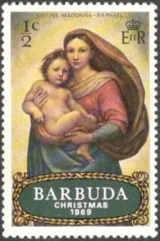 Барбуда (Північна Америка) 1969 р. СИКСТИНСЬКА МАДОННА. МАРКА З КЛЕЄМ. СТАН ІДЕАЛЬНИЙ. В КОЛЕКЦІЮ. Ціна