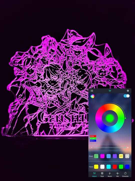 Акриловий світильник-нічник керування з телефона Genshin 4 tty-n000932 Ціна