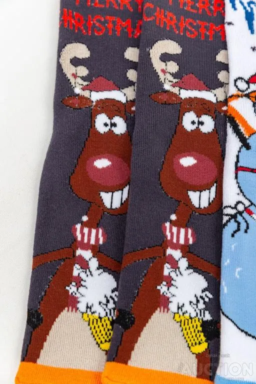 Комплект женских носков новогодних  3 пары, цвет бежевый,белый,темно-серый, 151R261 Де купити