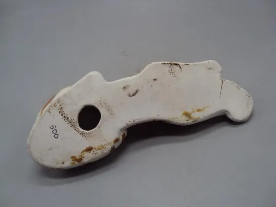 Фигура фарфор статуэтка ЛФЗ тигр с мясом ест мясо высота 5,3 см, длина 20,4 см (есть трещина) №10573 Продаж