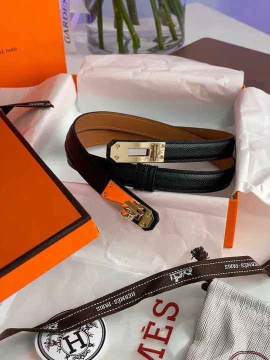 Ремінець жіночий Hermes Kelly 18 Belt Black Leather  66139 Продаж