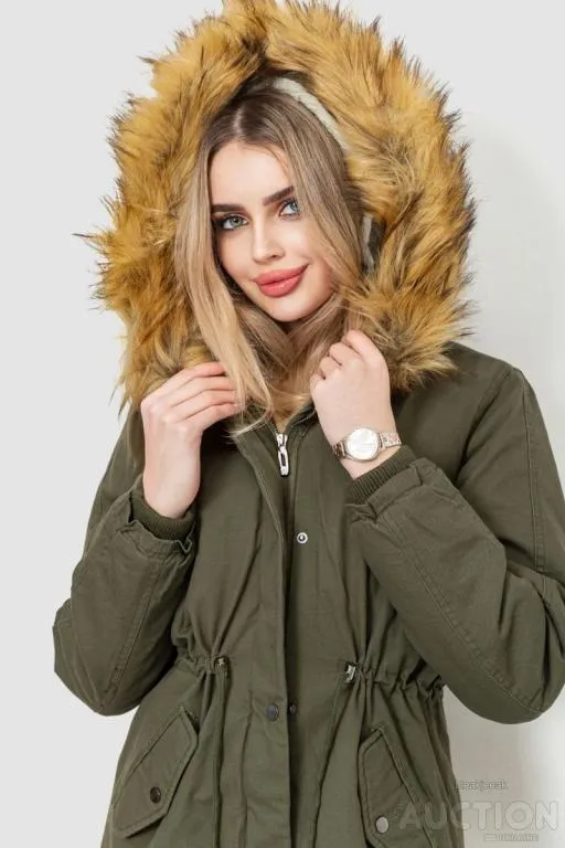 Парка женская зимняя, цвет хаки, 244R6912 Інтернет-аукціон