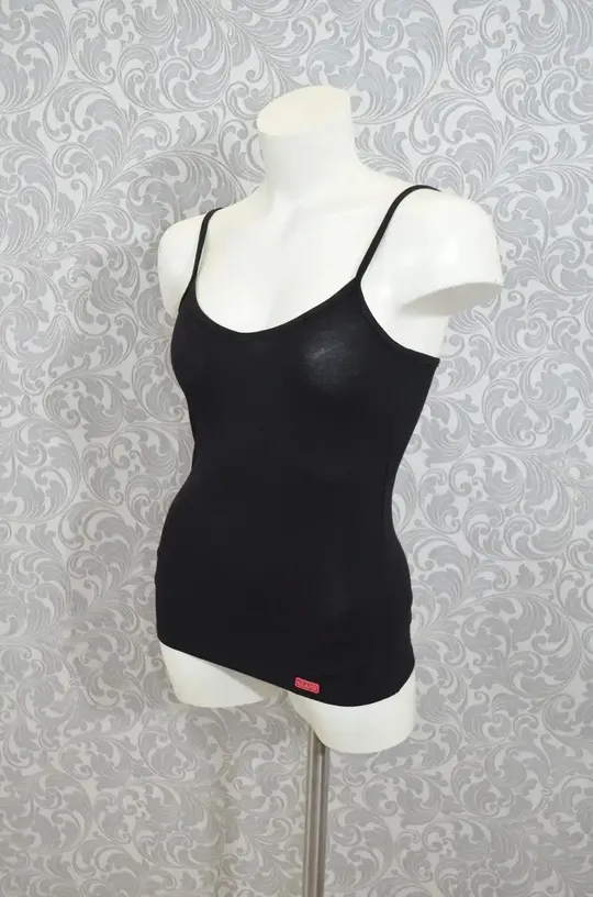 Жіноча майка на тонких бретельках Lans 31/005 стрейчева чорна 2XL Ціна