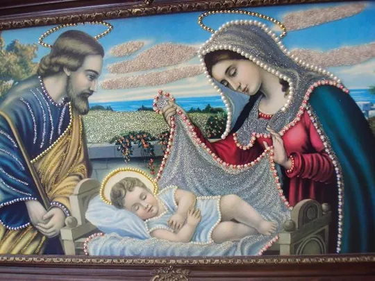 Картина религиозная тема Рождество в раме 94 х 50 см картон, дерево №3232 З аукціону