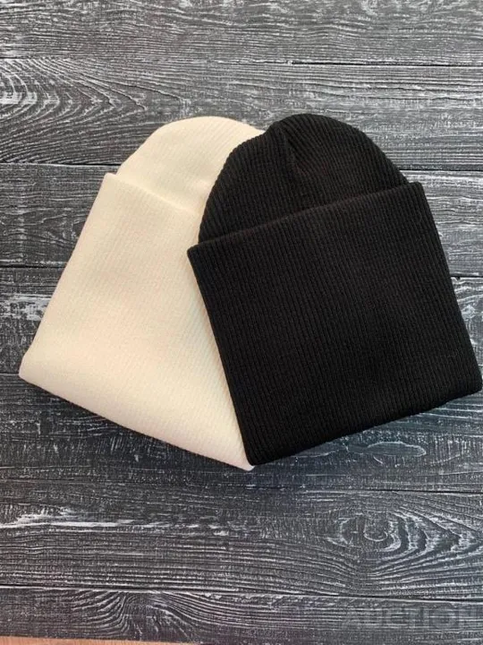 Шапка подвійна з підворотом колір бежевий Інтернет-аукціон