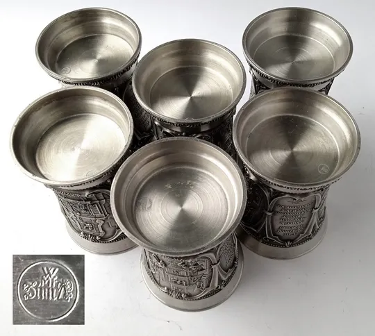 Олов&#039;яні келихи К. Шпіцвег 6 штук 250 мл WMF Germany Yz11 Інтернет-аукціон