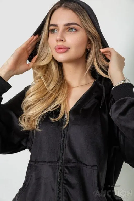 Спорт костюм женский велюровый, цвет черный, 244R9110 Інтернет-аукціон