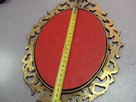 Настенное панно картина шелкография портрет дама девушка в рамке латунь 30,5х22,5см 20,7х15,8см №929 Характеристики