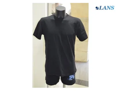 фото, Футболка чоловіча однотонна Lans 12/003 бавовна чорна (розміри: M-3XL) L