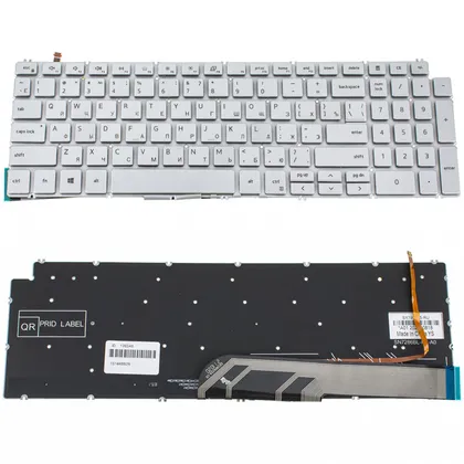фото, Клавіатура для ноутбука DELL (Inspiron: 5584), rus, silver, без фрейма, підсвічування клавіш