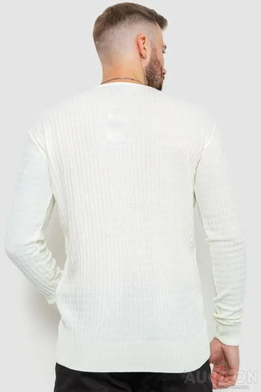 Свитер мужской однотонный, цвет молочный, 235R1394 Продаж