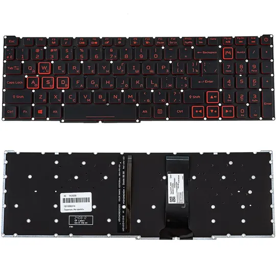 Клавіатура для ноутбука ACER (Nitro: AN515-54) ukr, black, без фрейма, підсвічування клавіш(RED) (оригінал) Ціна