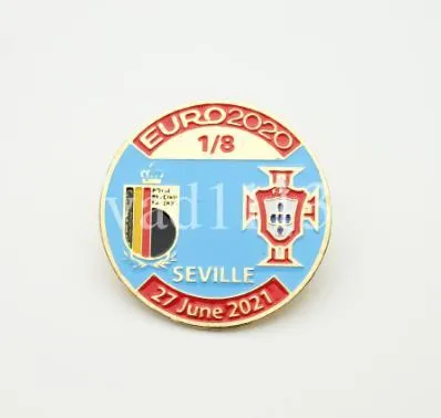 фото, Футбол матчевый значок из серии  "ЕВРО 2020"  БЕЛЬГИЯ - ПОРТУГАЛИЯ 1/8 финала