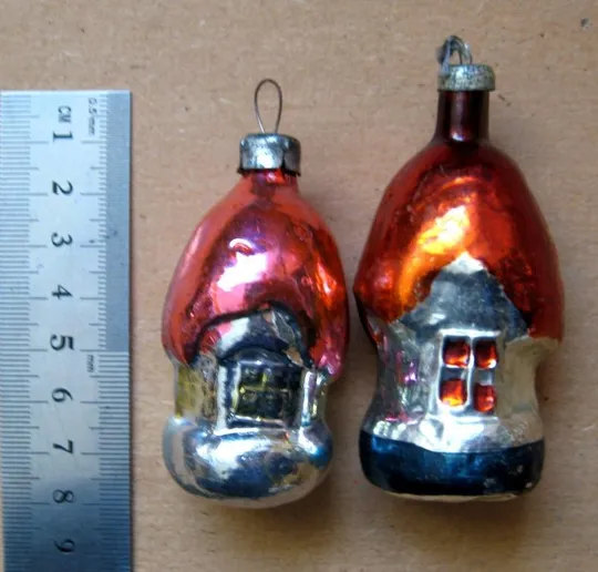 БУДИНОЧОК - ДОМИК = ЯЛИНКОВІ ІГРАШКИ = період СРСР  = 2 шт. Інтернет-аукціон