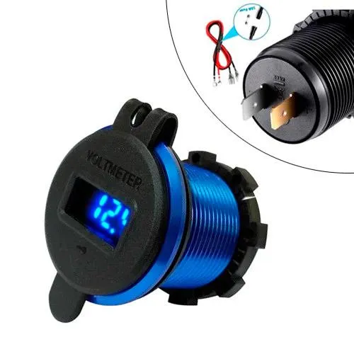 Купити Встраиваемый адаптер 2x USB QC3.0 с вольтметром 12-24В в прикуриватель