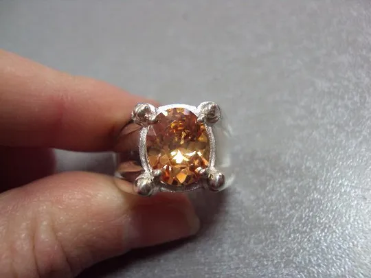 Кольцо перстень серебро 925 проба Украина оранжевый цирконий вес 8,71 г 17,5-18 размер №11864 Характеристики