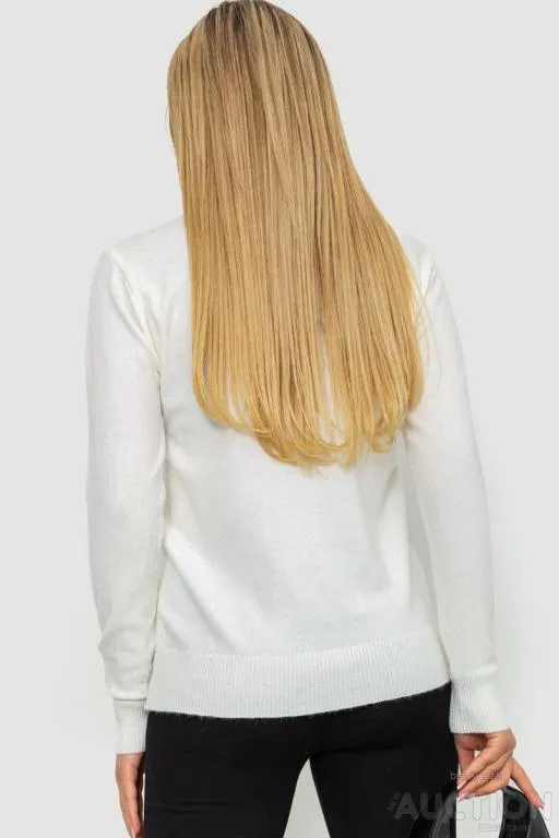 Кофта женский однотонный повседневный, цвет молочный, 244R2033 Продаж