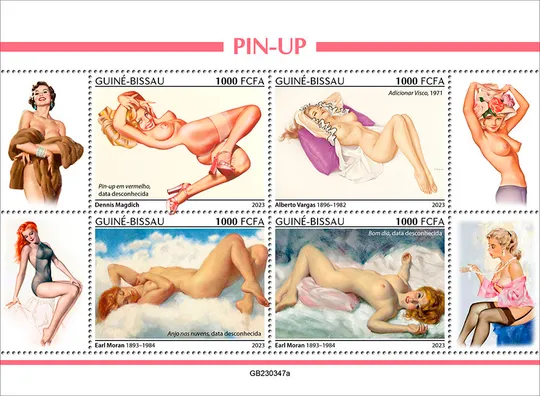 Гвинея Бисау-Обнажённая Живопись-вид искусства-Пин-Ап-Ню -2023.Чистый полный красивый комплект.MNH. Ціна
