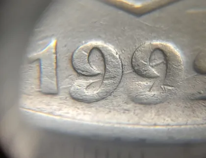 фото, (5942) 25 копійок 1992 2ААм царапини штемпеля в році карбування (25 копеек 1992 2ААм перепутка брак)