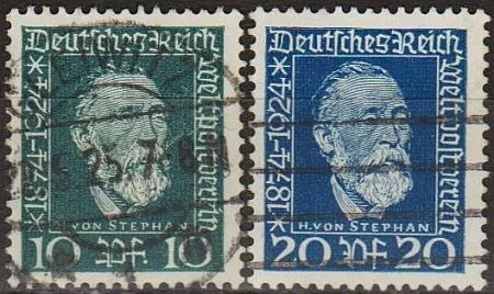 1924 - Німеччина - 50 років ВПС - Г.Стефан 60 Mi.368-69 _1,40 € Ціна