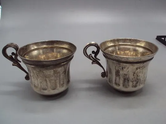 Чашки серебро 925 проба Украина Киев новые чашка лот 2 шт вес 130,37 г размер 5,2 х 6,1 см №13767 Ціна