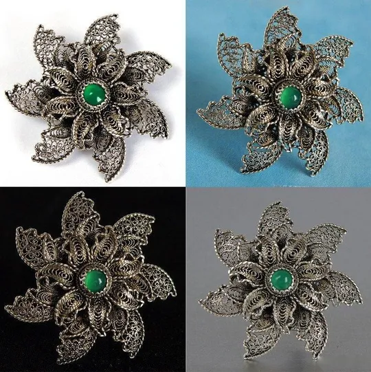 Срібна брошка зі смарагдовим хризопразом 800 проба Germany Продаж