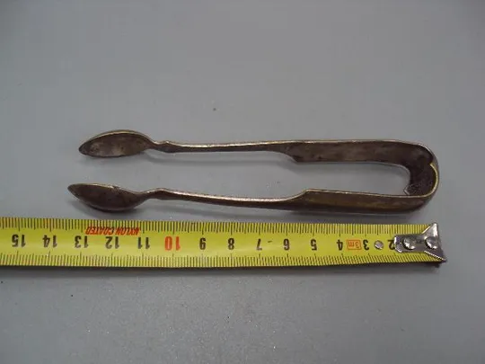 Щипцы для сахара ложки Варшава Фраже Fraget N Plaque герб орел латунь посеребрение 13,5 см №1813 Інтернет-аукціон