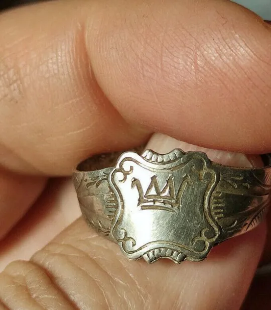 Серебряное кольцо с короной 19 век Российская империя kf567 (Срібна каблучка з короною 19 століття Продаж