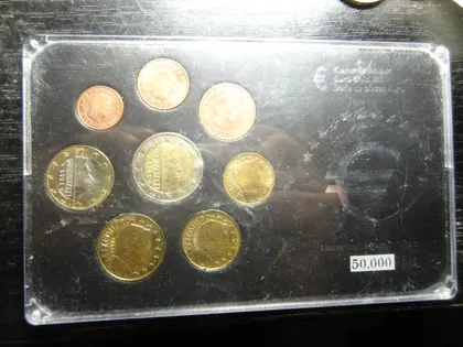 фото, Комплект євромонет Люксембурга 2002 UNC (повний річний комплект+сертифікат)