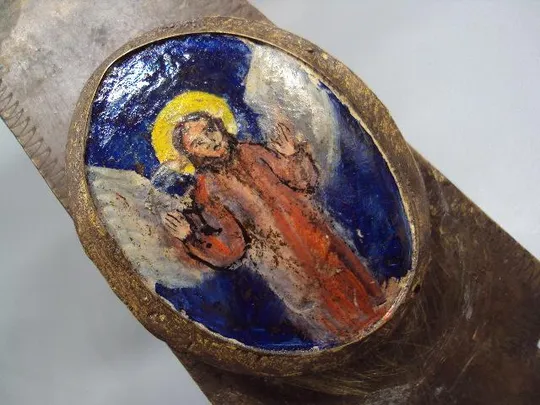 Крест распятие эмаль металл высота 40,5 см, ширина 27 см толщина 2-2,8 см №13894 Недорого