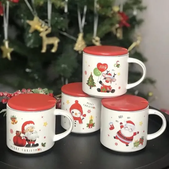 Кружка с крышкой и ложкой OLens Новый год 7465-4 350 мл Ціна