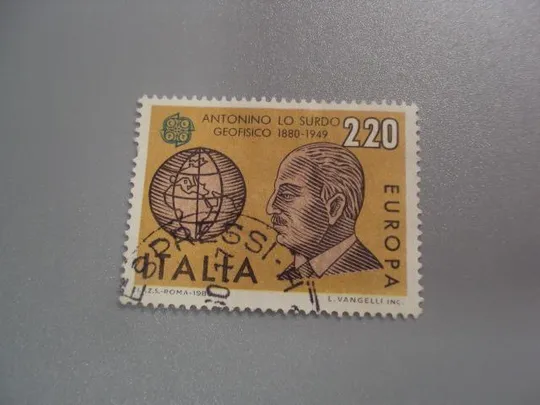 марка Италия 1989 личности физик люди географ Антонио Ло Сурдо септ гаш №2723 Ціна