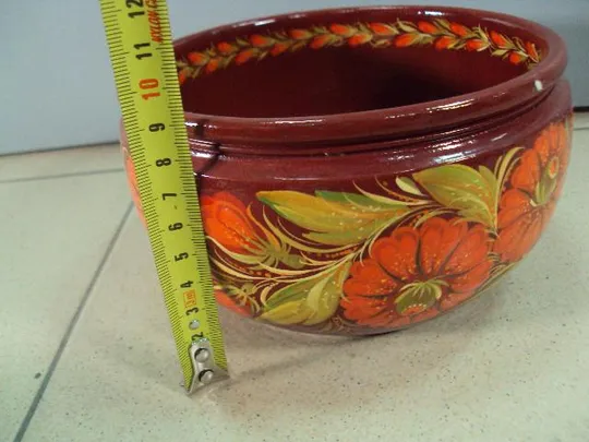 Купити Тарелка блюдо миска петриковская роспись цветы маки дерево высота 9 см, диаметр 16,1 см №12067