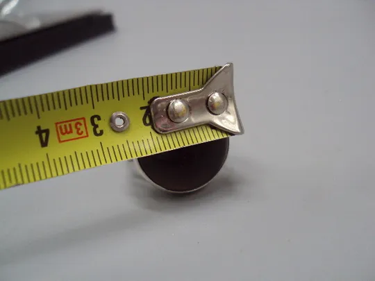 Кольцо круглая темно-коричневая вставка камень серебро Украина вес 15,81 г 21 размер №15745 З аукціону