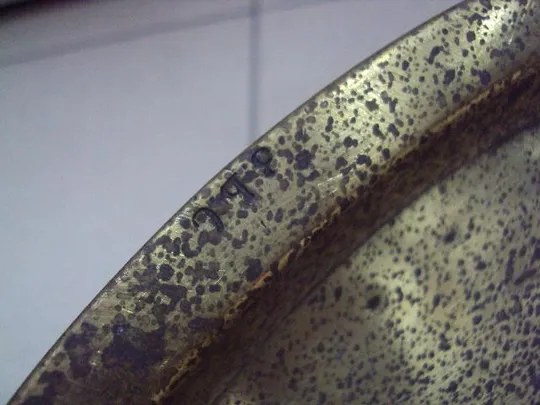 Поднос круглый под самовар латунь клеймо 8 Б.С. высота 2,5 см, диаметр 39,8 см №11487 Де купити