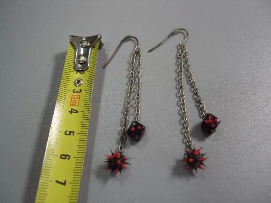 Купити бижутерия серьги подвесные булава и кубик 6,5 см №10880