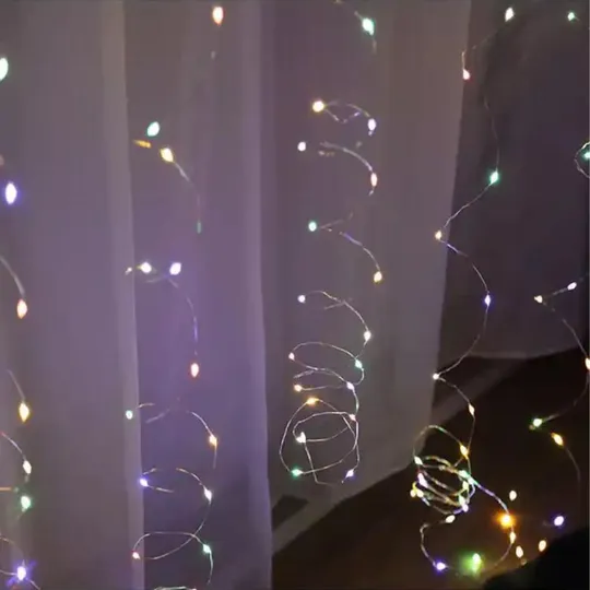 Гирлянда штора &quot;Роса&quot; от USB, 3x3м, 300 LED, 10 нитей, 8 режимов, IP44 Мультиколор Продаж