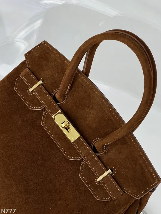 Купити Сумка в стилі Hermes in Suede коричнева