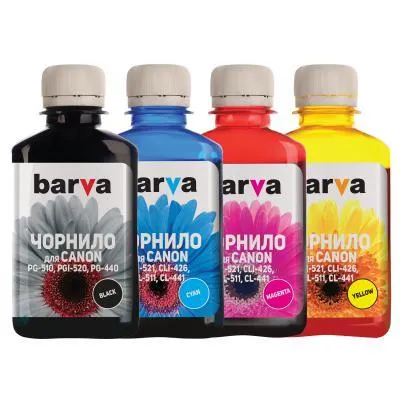 Чернила Barva CANON PGI-520BL + CLI-521 C/M/Y 4х180г (CPGI520-180-MP) Ціна