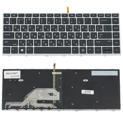 фото, Клавіатура для ноутбука HP (ProBook: 430 G5, 440 G5) rus, black, silver frame, підсвічування клавіш