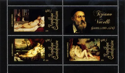 фото, ЦАР-Живопись- Тициано Вечелли -2011.Чистый  красивый Блок.MNH.