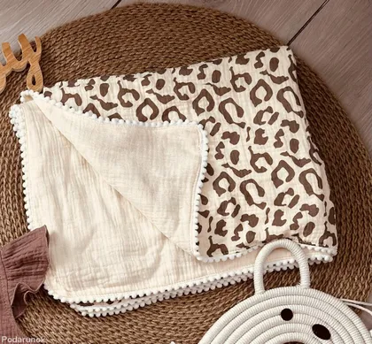 фото, Плед муслиновий 100% бавовна дитячий 70*100 см (різні кольори) леопардовий