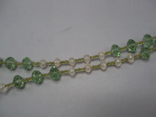 Купити Бижутерия бусы в один ряд чешское стекло бело-зеленые бусины, бисер длина 174,8 см №15861