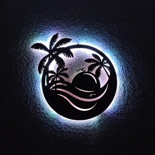 Панно декоративне картина на стіну Морський пейзаж LED 16 кольорів пульт 410х450 acr-p000056 Ціна