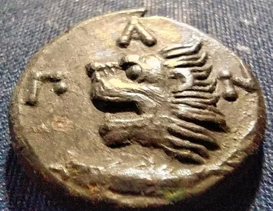 Монета ПАНТИКАПЕЙ ЛЕВ и ОСЕТР оригинал 3 век до н.э. древнегреческая монета P0323Y Ціна